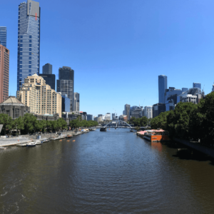 melbourne yarra river en CBD aan de zuidkust van australie